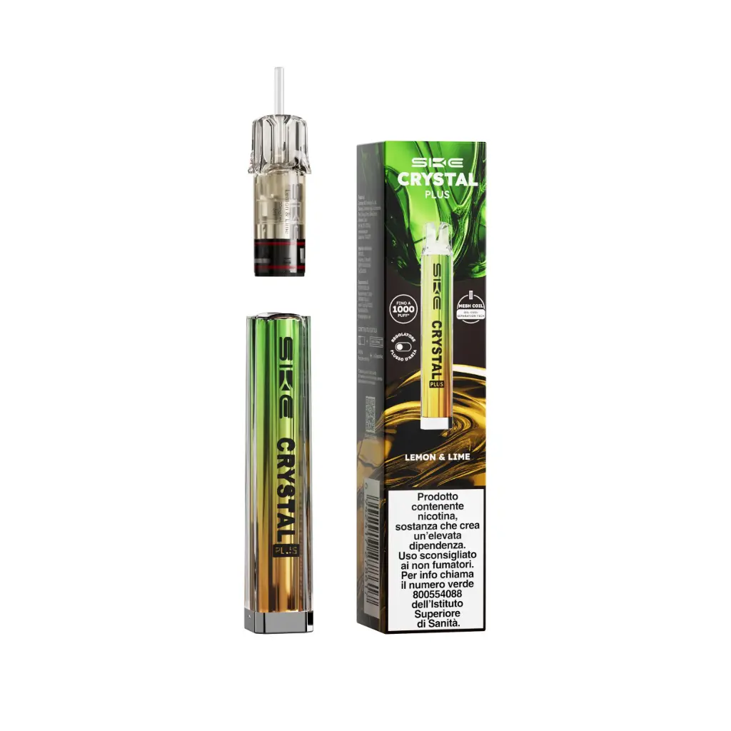 SKE Crystal Plus Kit – Lemon & Lime + Aurora Green | Dispositivo + Pod 2ml, Nicotina 20mg/ml
