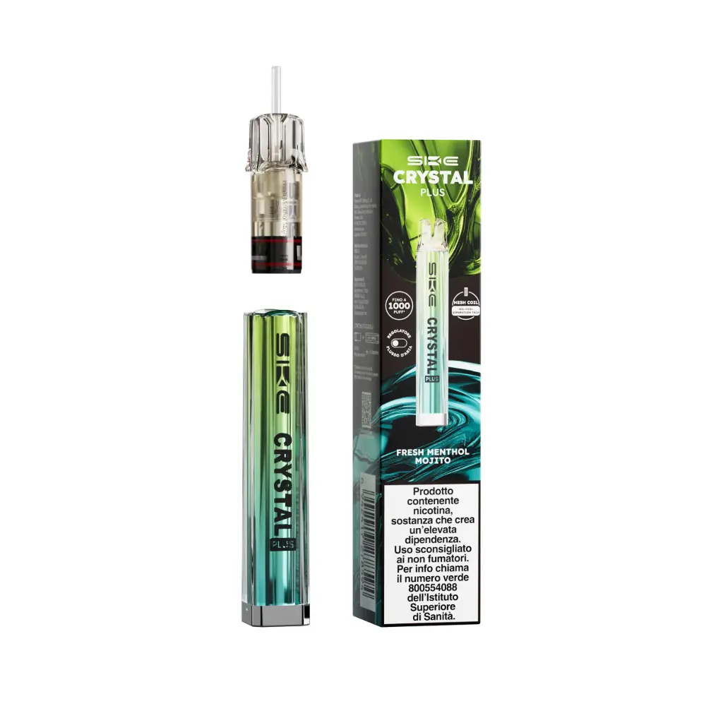 SKE Crystal Plus Kit – Mojito Menta Fresca/Fresh Menthol Mojito + Aurora Blue | Dispositivo + Pod 2ml, Nicotina 20mg/ml