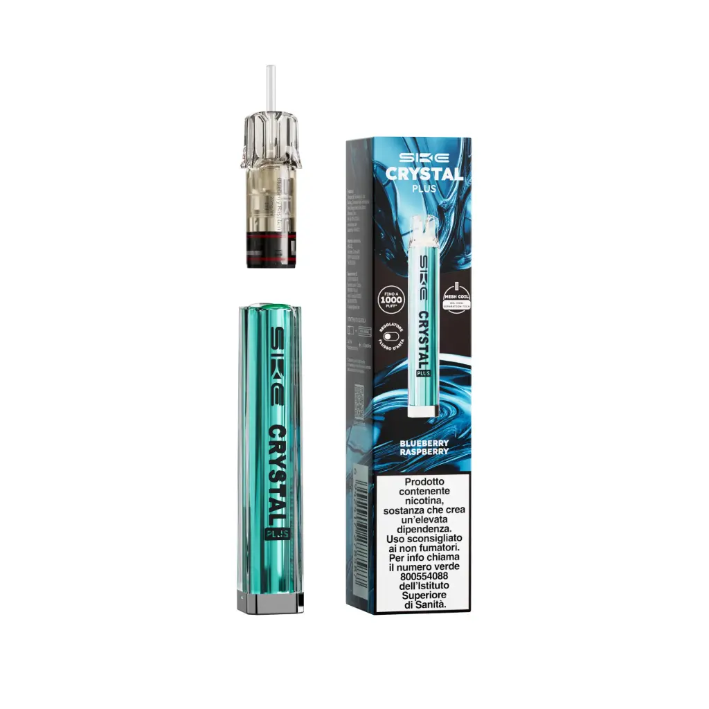 SKE Crystal Plus Kit – Mirtillo e Lampone/Blueberry Raspberries + Blue | Dispositivo + Pod 2ml, Nicotina 20mg/ml