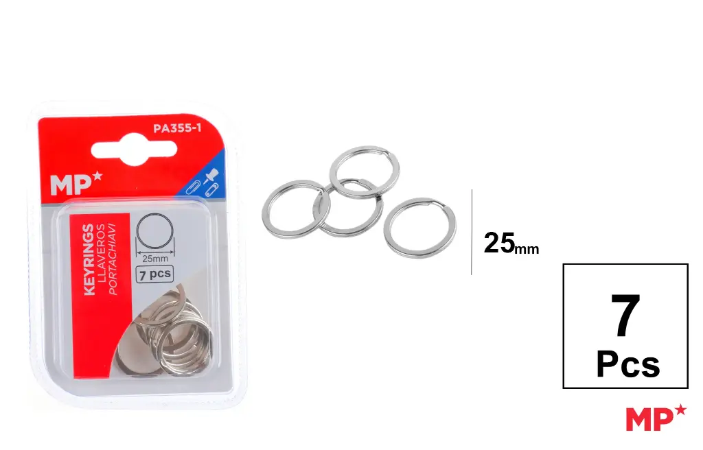 MP ANELLI PIATTI PER PORTACHIAVI 25MM 7PZ CROMATI