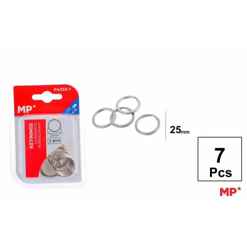 MP Anelli Piatti per Portachiavi 25mm | 7pz Cromati