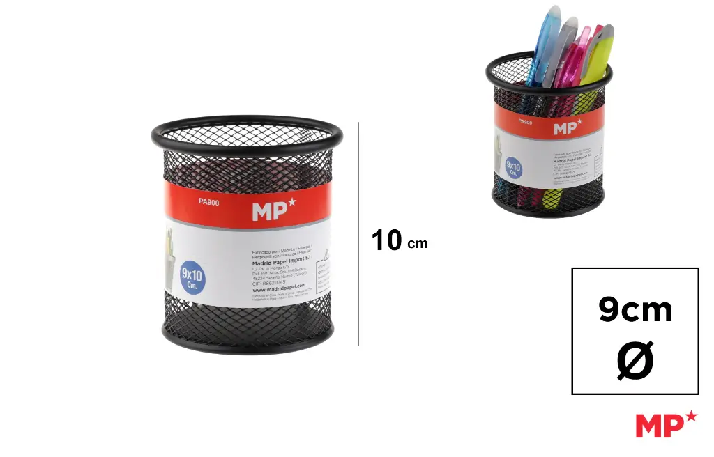 MP Portapenne in Metallo Rotondo 10x9cm | Nero