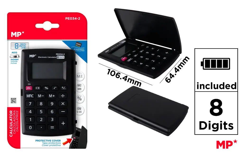 MP Calcolatrice da Tasca con Copertina
