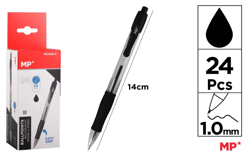 MP PENNE SFERA A SCATTO 1.0MM NERO