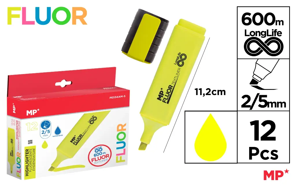 MP Evidenziatore Soft 2-5mm Giallo Fluo