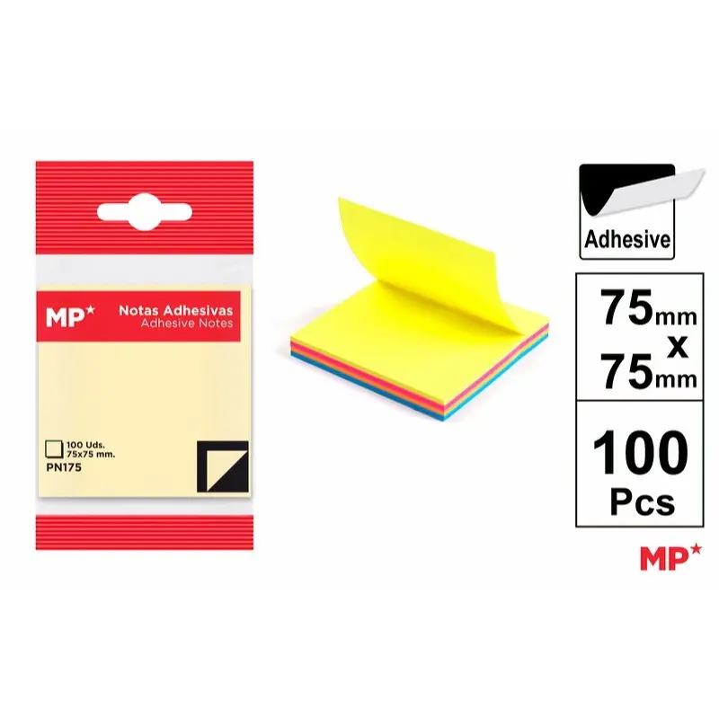 MP NOTE ADESIVE 75X75MM 75G 100F COL. ASS. FLUO