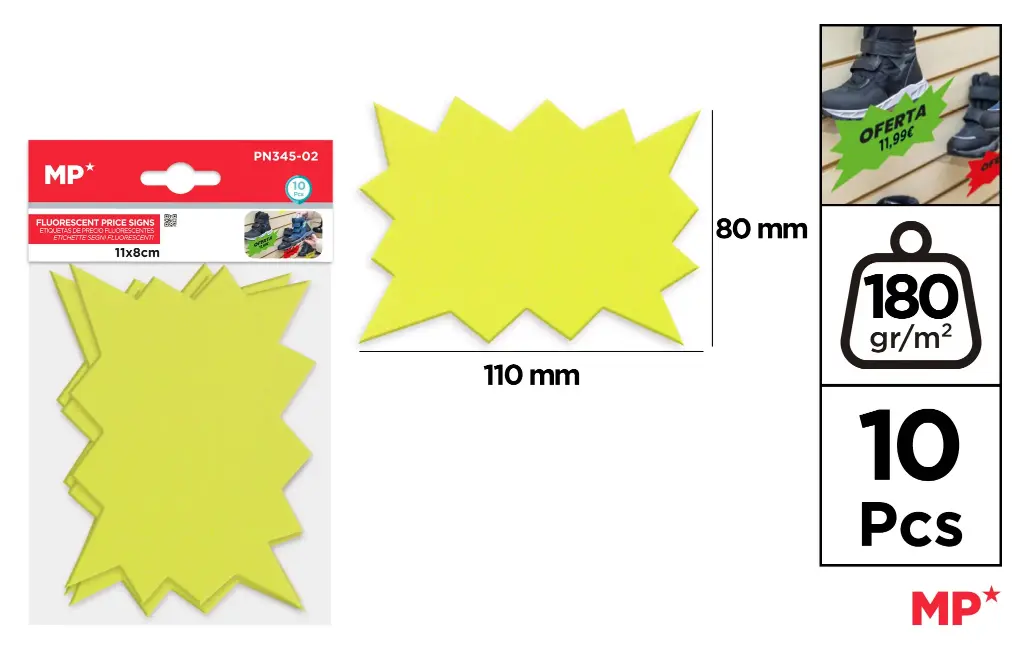 MP ETICHETTE PREZZO 110X80MM 10F GIALLO FLUO