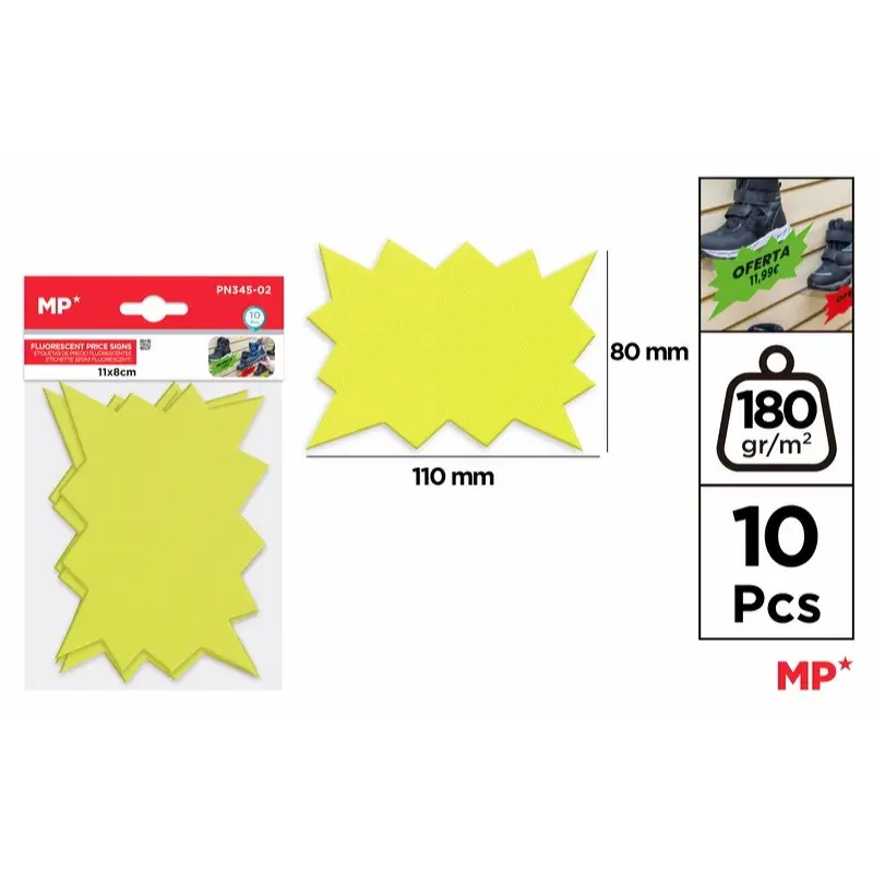MP ETICHETTE PREZZO 110X80MM 10F GIALLO FLUO