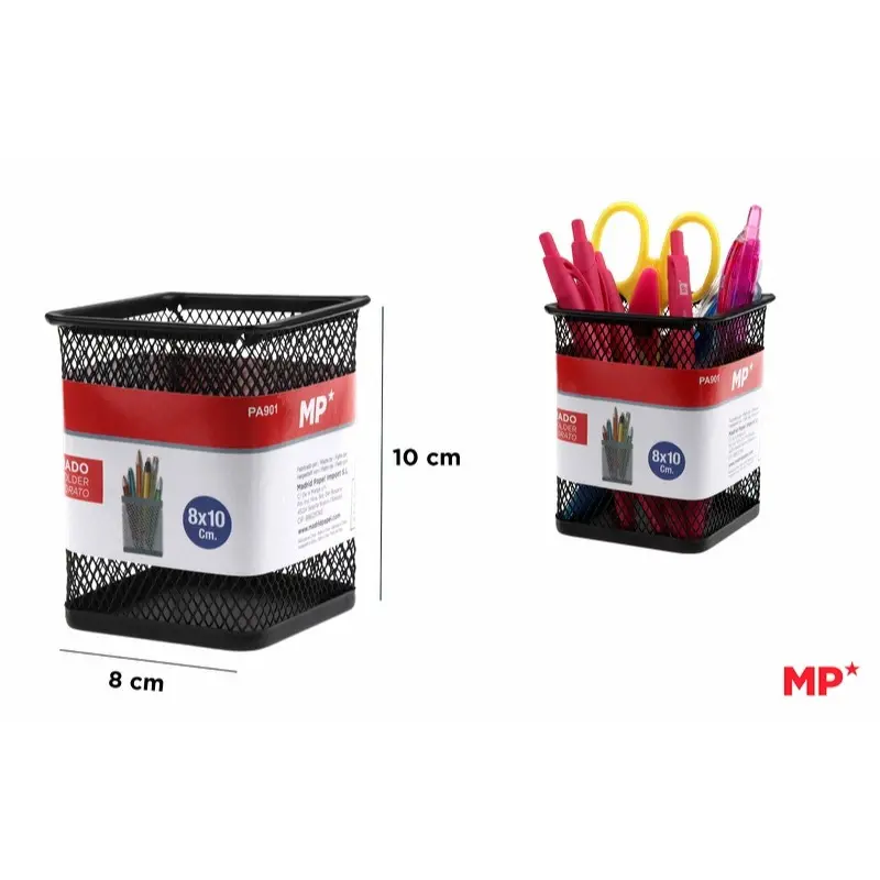 MP Portapenne in Metallo Quadrato 10x8cm Nero