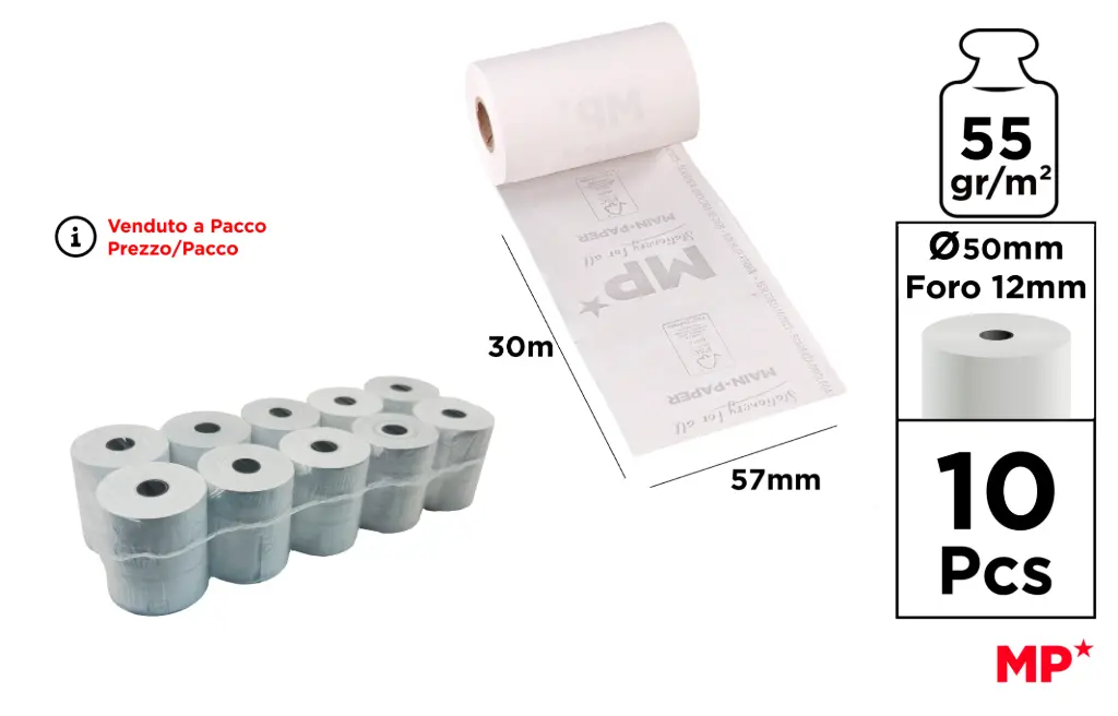 MP Rotolo Termico Omologato 57x50mm 30mt 55g