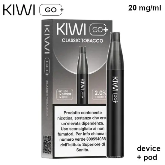 KIWI GO + STARTER KIT (Tabacco Classico/Classic Tobacco) 2ml, Nicotina 20mg/ml