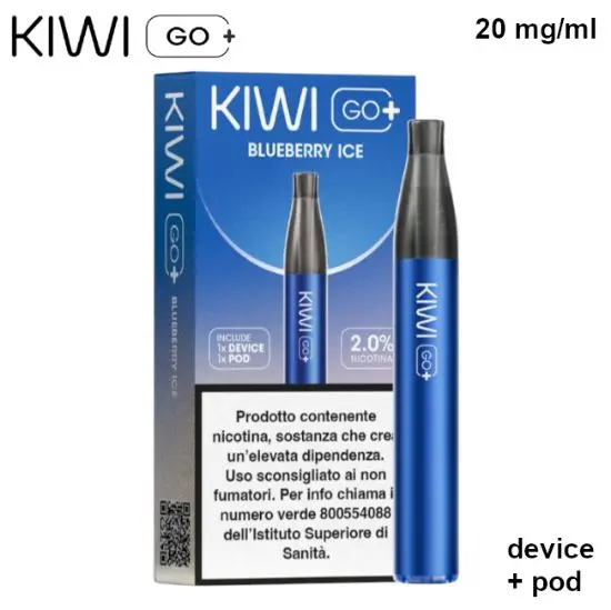 KIWI GO + STARTER KIT (Mirtillo Ice/Blueberry Ice) 2ml, Nicotina 20mg/ml
