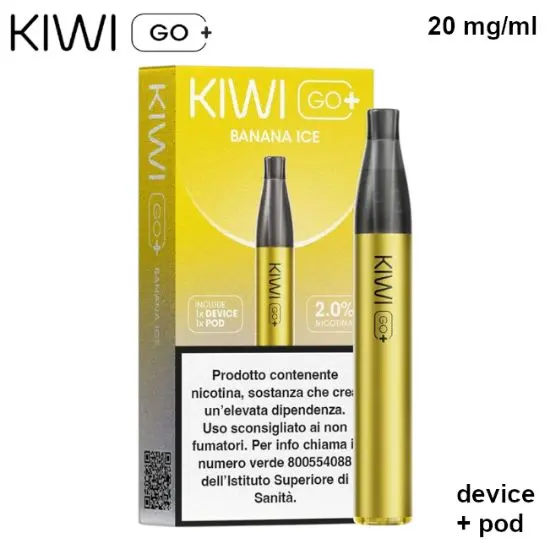 KIWI GO + STARTER KIT (Banana Ice/Banana Ice) 2ml, Nicotina 20mg/ml