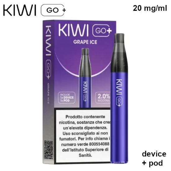 KIWI GO + STARTER KIT (Uva Ice/Grape Ice) 2ml, Nicotina 20mg/ml