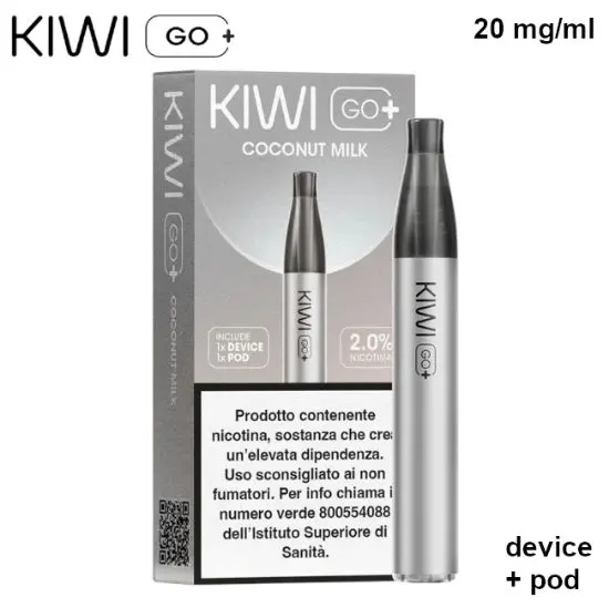 KIWI GO + STARTER KIT (Latte di Cocco/Coconut Milk) 2ml, Nicotina 20mg/ml