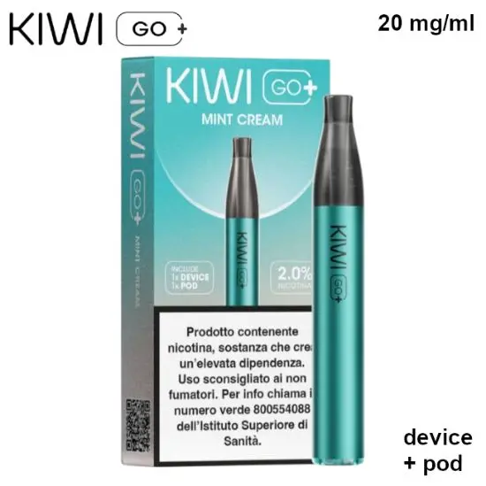 KIWI GO + STARTER KIT (Crema alla Menta/Mint Cream) 2ml, Nicotina 20mg/ml