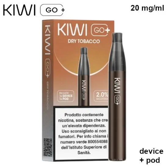 KIWI GO + STARTER KIT (Dry Tobacco/Dry Tobacco) 2ml, Nicotina 20mg/ml