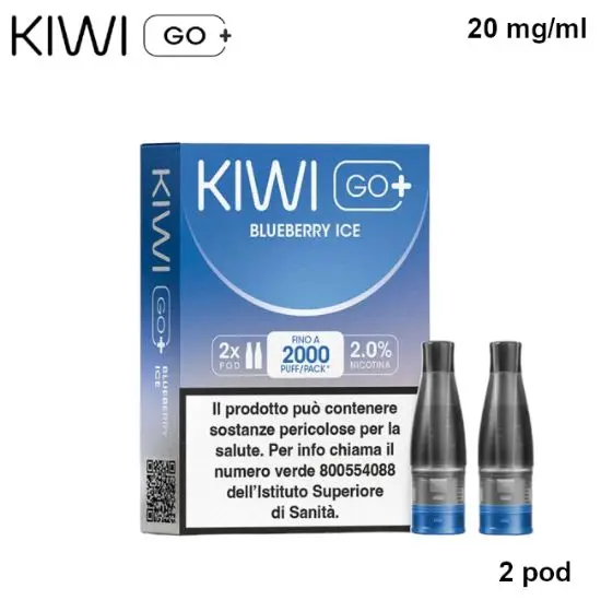 KIWI GO + POD (Mirtillo Ice/Blueberry Ice) 2ml, Nicotina 20mg/ml - 2 pezzi