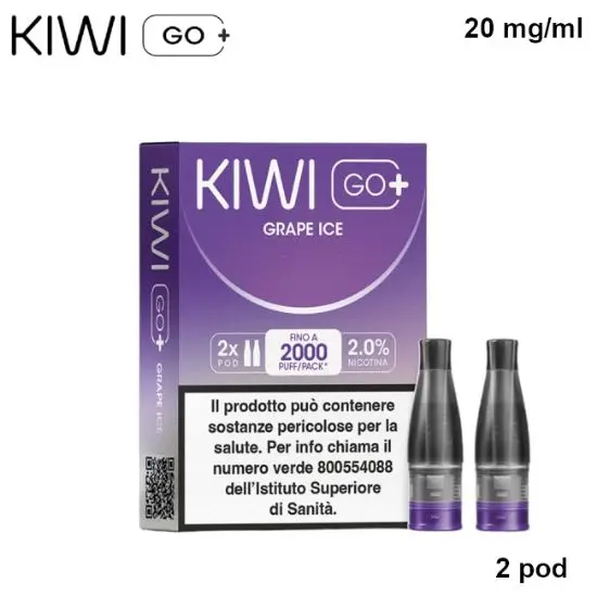 KIWI GO + POD (Uva Ice/Grape Ice) 2ml, Nicotina 20mg/ml - 2 pezzi