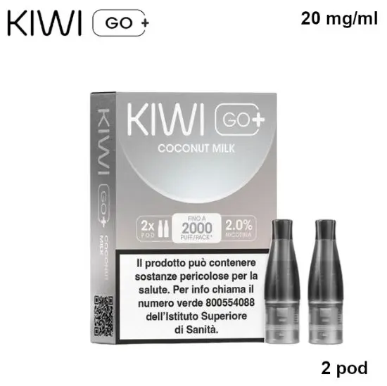 KIWI GO + POD (Latte di Cocco/Coconut Milk) 2ml, Nicotina 20mg/ml - 2 pezzi
