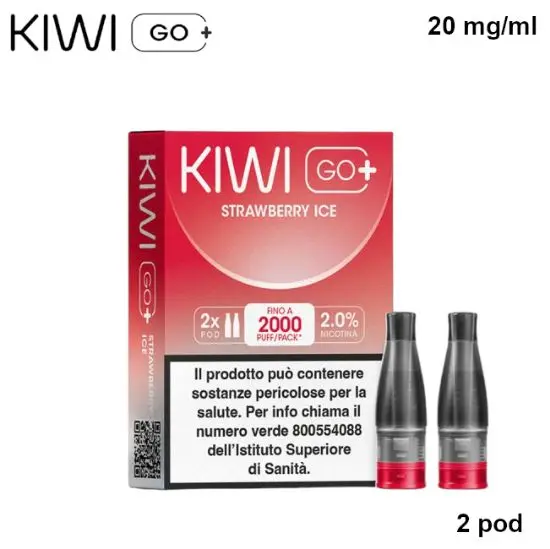 KIWI GO + POD (Fragola Ice/Strawberry Ice) 2ml, Nicotina 20mg/ml - 2 pezzi