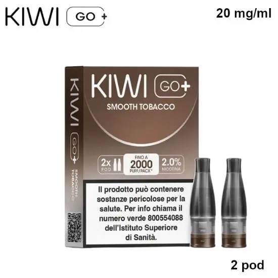 KIWI GO + POD (Tabacco Morbido/Smooth Tobacco) 2ml, Nicotina 20mg/ml - 2 pezzi