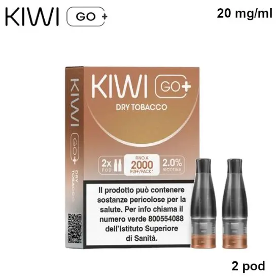 KIWI GO + POD (Dry Tobacco/Dry Tobacco) 2ml, Nicotina 20mg/ml - 2 pezzi