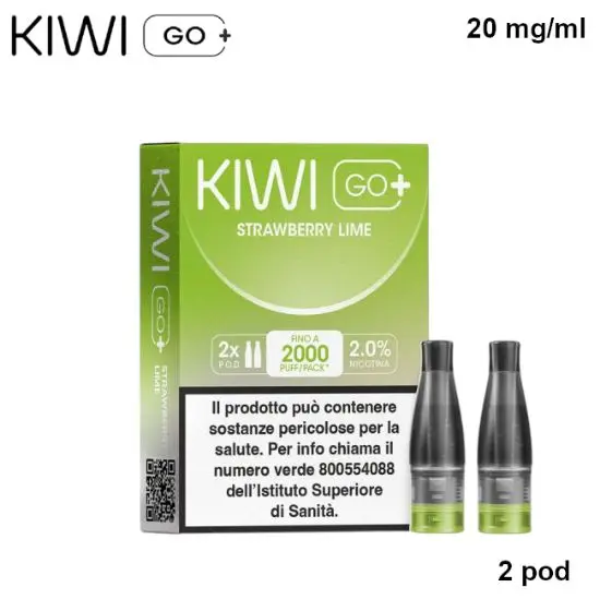 KIWI GO + POD (Fragola e Lime/Strawberry Lime) 2ml, Nicotina 20mg/ml - 2 pezzi