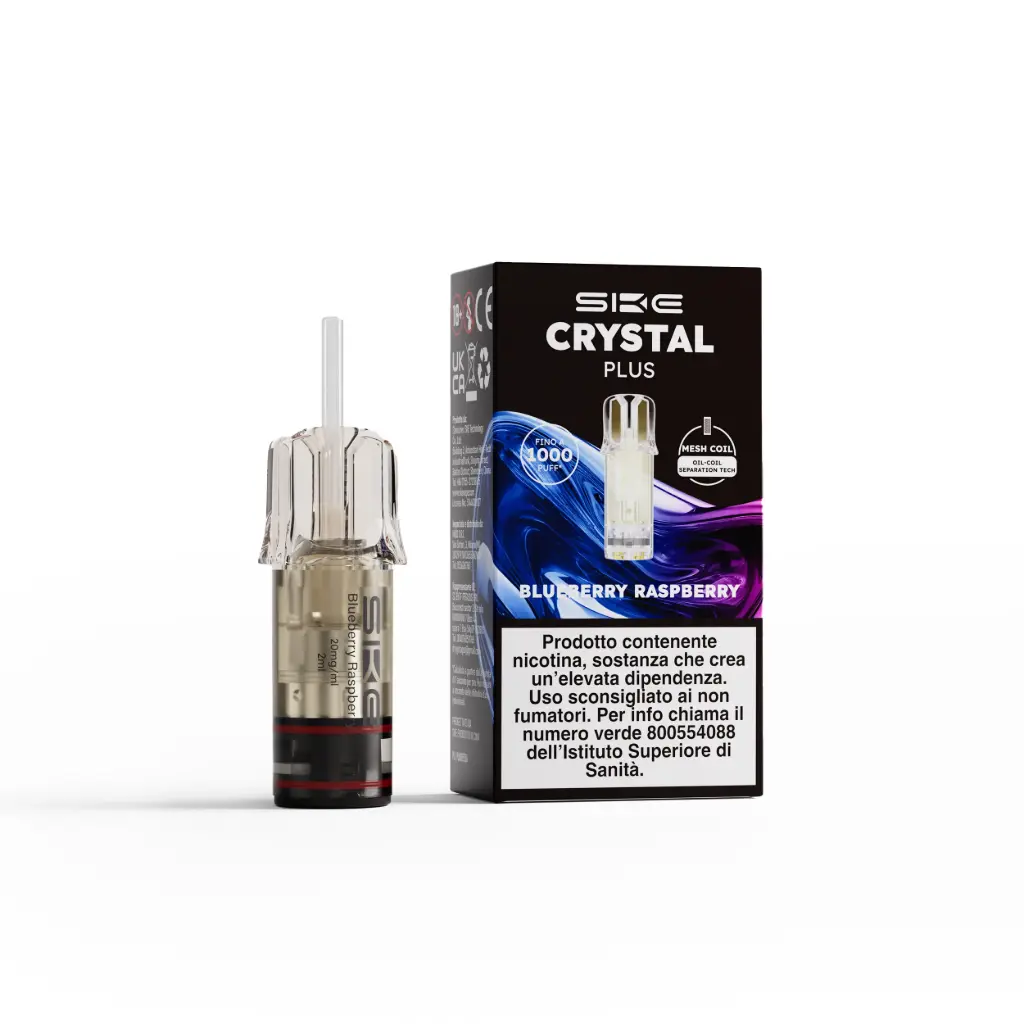 [02]SKE Crystal Plus Pod ( Mirtillo e Lampone/Blueberry Raspberry ) 2ml, Nicotina 20mg/ml