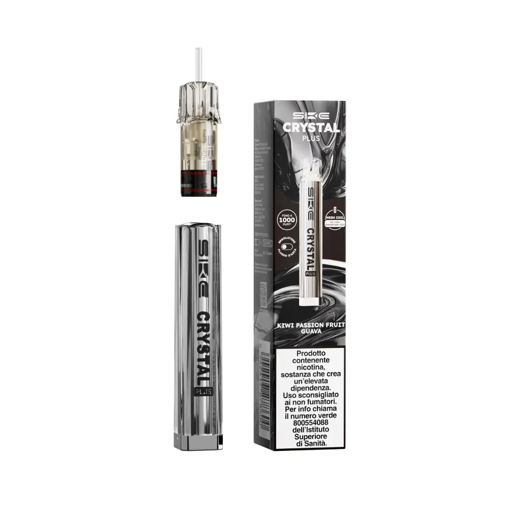 SKE Crystal Plus Kit – Kiwi Passion Fruit Guava + Grey | Dispositivo + Pod 2ml, Nicotina 20mg/ml