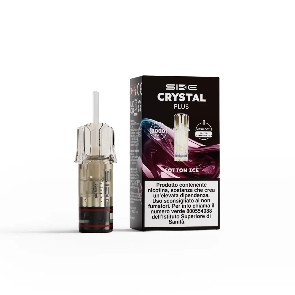 [06]SKE Crystal Plus Pod ( Zucchero Filato Ice/Cotton Ice ) 2ml, Nicotina 20mg/ml