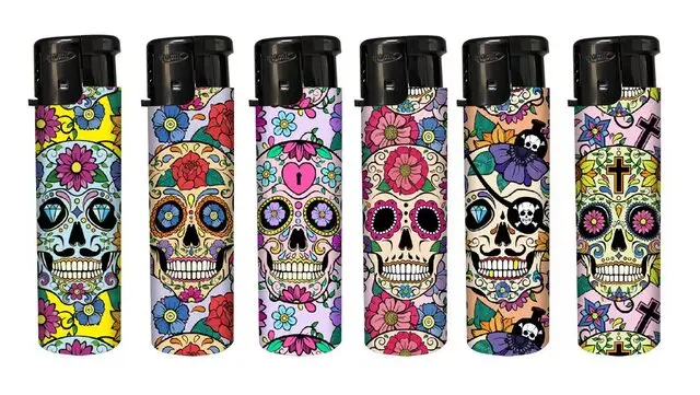 Coney Electronic Lighter Oval Jet Blue Jetflame Refillable La Catrina assorted