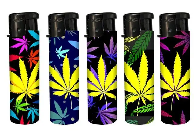 CONEY accendini elettronici ovali jet flame blu ricaricabili leaf misti