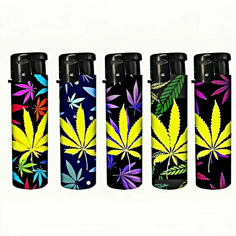 CONEY accendini elettronici ovali jet flame blu ricaricabili leaf misti